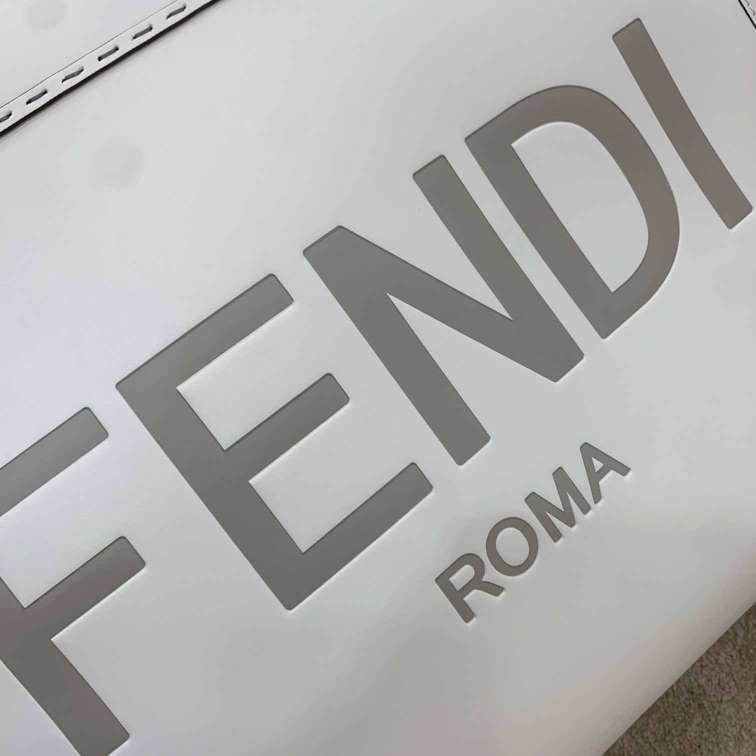 Fendi Large Sunshine Shopper White Leather Bag 